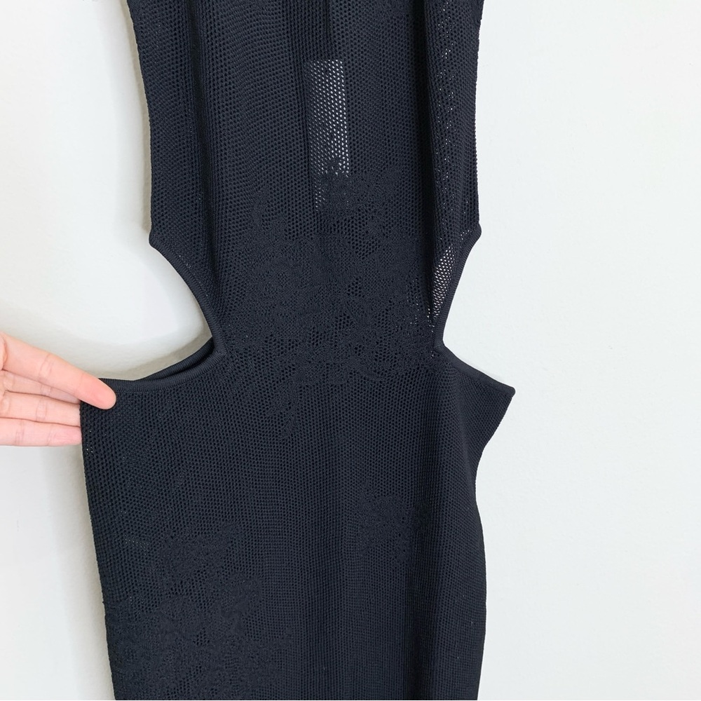 NEW Fleur Du Mal Lace Pointelle Knit Cutout Maxi Dress (Sz XS) Floral Black - Picture 10 of 16
